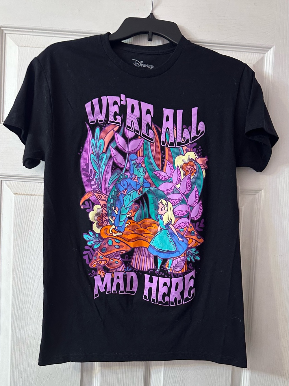 Disney Alice in Wonderland We’re All Mad Here T-Shirt Black Mad Hatter S